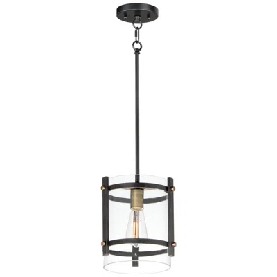 Maxim Capitol 9 1/2"w Matte Black And Antique Brass Mini Pendant