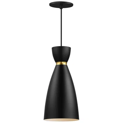 Maxim Carillon 1-light Elongated Mini Pendant - Black/satin Brass