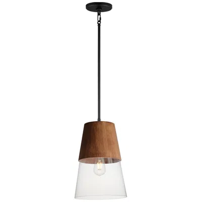 Maxim Carpenter 10" Wide Black And Walnut Mini Pendant