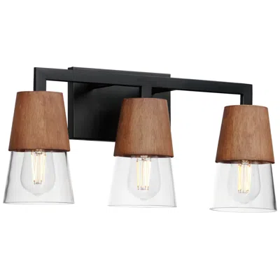 Maxim Carpenter 20 1/4"w Walnut And Black 3-light Bath Light