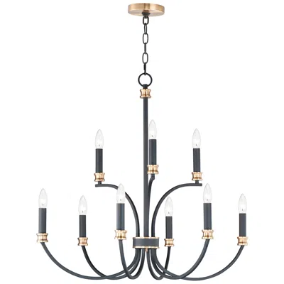 Maxim Charlton 30" Wide Black 9-light Tiered Candelabra Chandelier