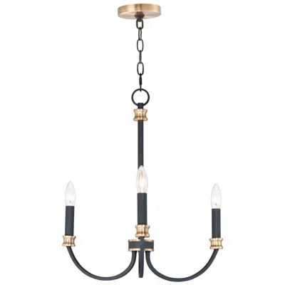 Maxim Charlton 3-light 20" Wide Chandelier - Black / Antique Brass
