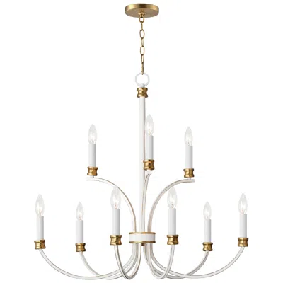 Maxim Charlton 9-light Chandelier Weathered White/gold Leaf