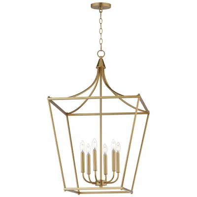 Maxim Clifton 22" Wide Natural Aged Brass 6-light Pendant