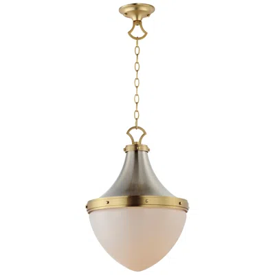 Maxim Conrad 15"w Satin Nickel And Satin Brass Pendant Light