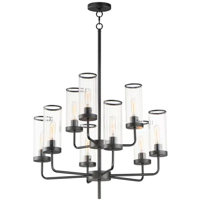Maxim Crosby 28" Wide Matte Black Metal 9-light Chandelier