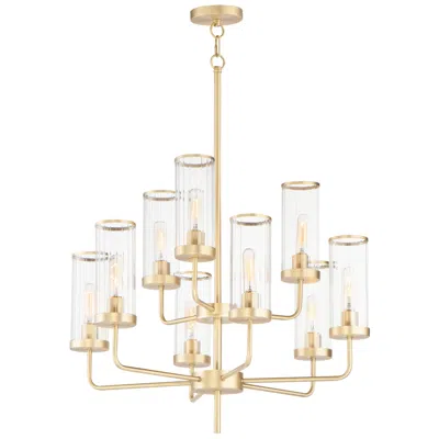 Maxim Crosby 28" Wide Satin Brass 9-light Chandelier