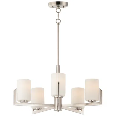 Maxim Dart 26" Wide Satin Nickel White Glass Modern 5-light Chandelier