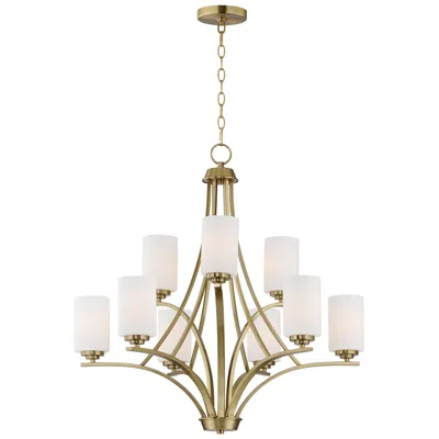Maxim Deven 32" Wide Satin Brass 9-light Chandelier
