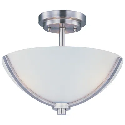 Maxim Deven 3-light 14" Wide Satin Nickel Semi-flush Mount