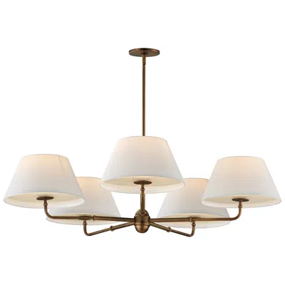 Maxim Dunbridge 42" Off White Linen/weathered Brass 5-light Chandelier