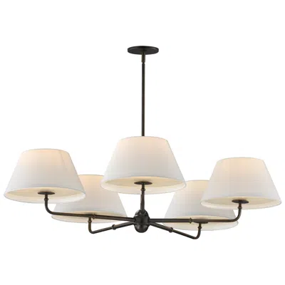 Maxim Dunbridge 42" Wide Off White Linen/antique Bronze 5-light Chandelier In Neutral