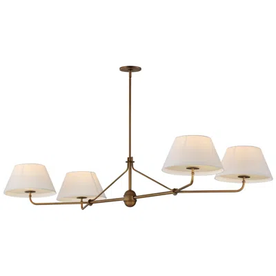 Maxim Dunbridge 62" Off White Linen/weathered Brass 4-light Chandelier