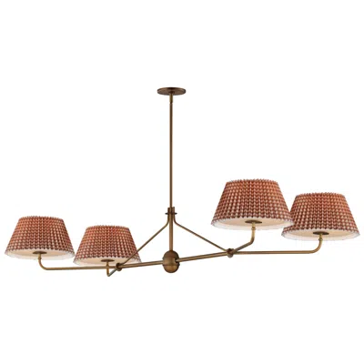 Maxim Dunbridge 62" Rustic Beige/weathered Brass 4-light Chandelier In Brown