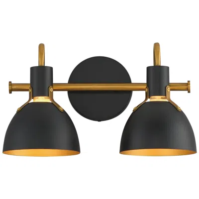 Maxim Dusk 15" Wide Black/antique Brass 2-light Wall Sconce