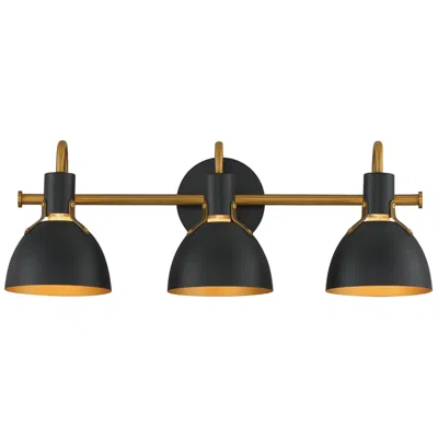 Maxim Dusk 24" Wide Black/antique Brass 3-light Wall Sconce