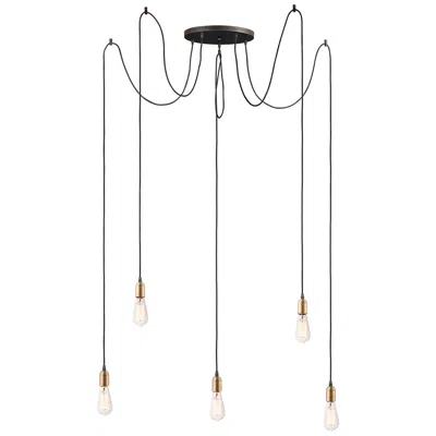 Maxim Early Electric 13 3/4" Wide Black And Brass 5-light Pendant
