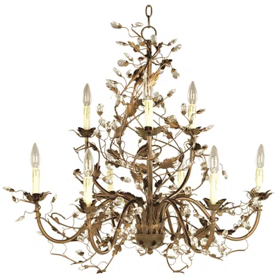 Maxim Elegante 29" Classic Etruscan Gold Vine And Crystal Chandelier
