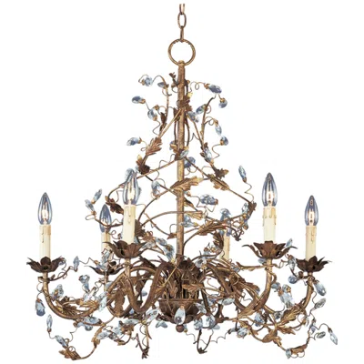 Maxim Etruscan Gold Crystal Vine Six Light Chandelier