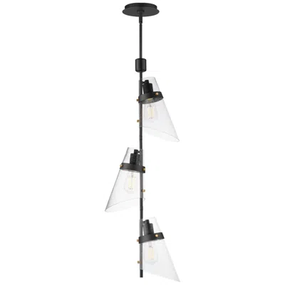 Maxim Finch 12" Wide Dark Bronze/antique Brass 3-light Vertical Pendant