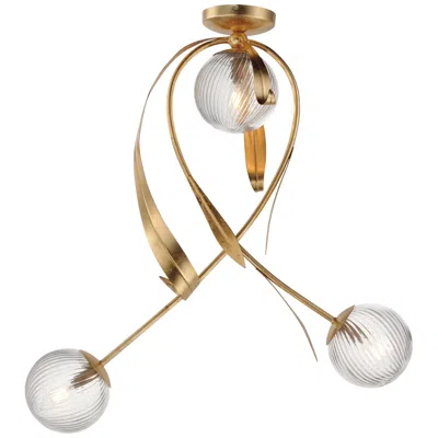 Maxim Firenze 28 1/4" Wide Gold Leaf 3-light Flush Mount