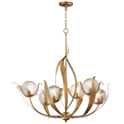 Maxim Firenze 38" Wide Gold Leaf 6-light Chandelier In Multi