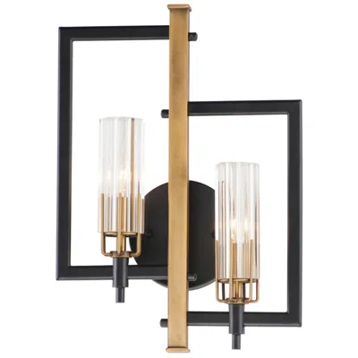 Maxim Flambeau 18" High Black And Antique Brass 2-light Bath Sconce