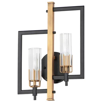 Maxim Flambeau 18" High Black And Antique Brass 2-light Wall Sconce