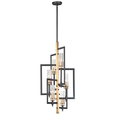 Maxim Flambeau 19 1/4" Rectangular Black Antique Brass 6-light Pendant