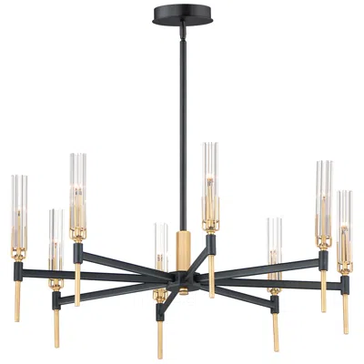 Maxim Flambeau 33" Wide Black And Brass 8-light Led Chandelier