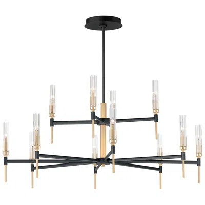 Maxim Flambeau48" Wide Black And Brass 12-light Led Chandelier
