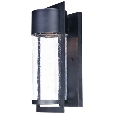 Maxim Focus 18" Modern Black And Seeded Glass Led Outdoor Wall Light