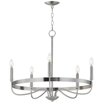 Maxim Frankie 26" Wide Satin Nickel 5-light Chandelier