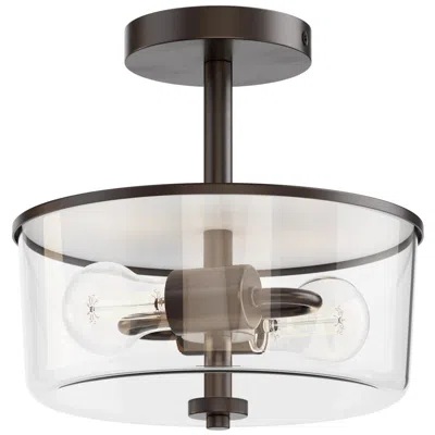 Maxim Fuller 10 3/4" Bronze 2-light Semi Flush/pendant Convertible