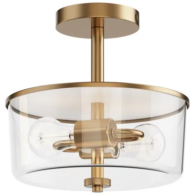 Maxim Fuller 10 3/4" Clear/natural Aged Brass 2-light Semi Flush/pendant