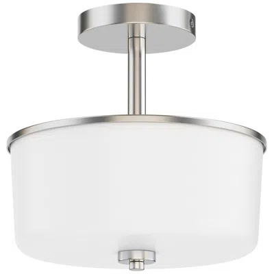 Maxim Fuller 10 3/4" W Satin Nickel 2-light Semi Flush/pendant Convertible