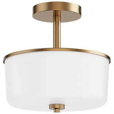 Maxim Fuller 10 3/4" White/natural Aged Brass 2-light Semi Flush/pendant