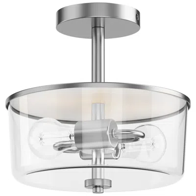 Maxim Fuller 10 3/4" Wide Clear/satin Nickel 2-light Semi Flush/pendant