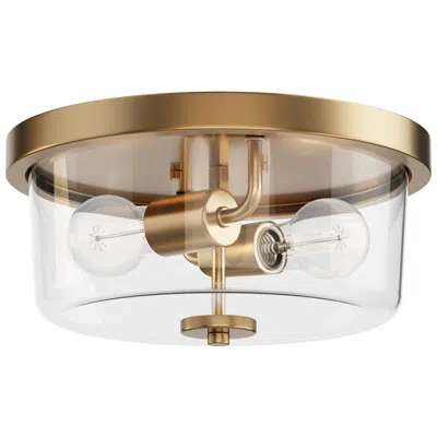 Maxim Fuller 11 3/4" Wide Clear/natural Aged Brass 2-light Flush Mount