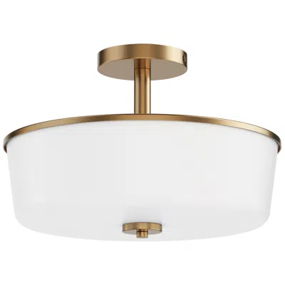 Maxim Fuller 14 3/4" White/natural Aged Brass 3-light Semi Flush/pendant In Gold