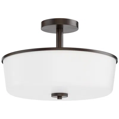 Maxim Fuller 14 3/4" White/oil Rubbed Bronze 3-light Semi Flush/pendant In Multi