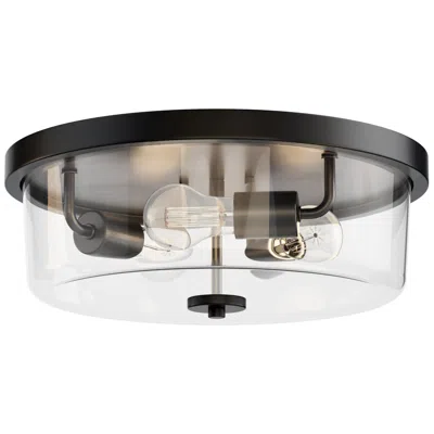 Maxim Fuller 16" Wide Clear/black 3-light Flush Mount