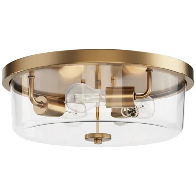 Maxim Fuller 16" Wide Clear/natural Aged Brass 3-light Flush Mount