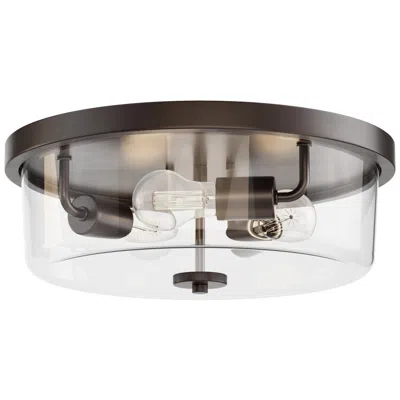 Maxim Fuller 16" Wide Clear/oil Rubbed Bronze 3-light Flush Mount