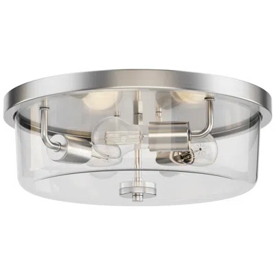 Maxim Fuller 16" Wide Clear/satin Nickel 3-light Flush Mount