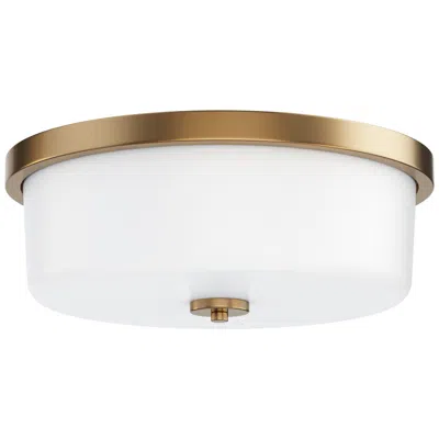 Maxim Fuller 16" Wide White/natural Aged Brass 3-light Flush Mount