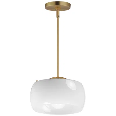 Maxim Glazed 11" White/natural Aged Brass Single Pendant
