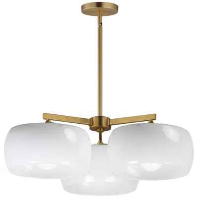 Maxim Glazed 26" White/natural Aged Brass 3-light Chandelier
