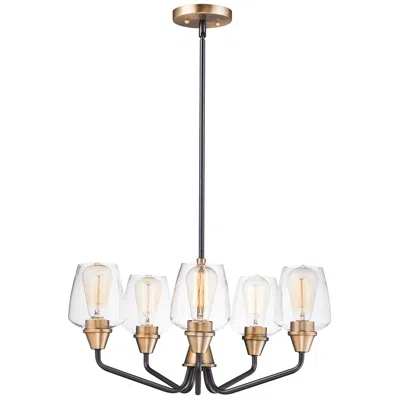 Maxim Goblet 23" Wide Bronze And Brass 5-light Chandelier