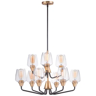 Maxim Goblet 27" Wide Bronze And Brass 9-light Chandelier